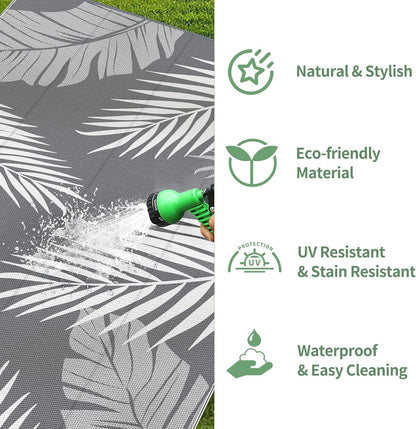 GENIMO Outdoor Rug 9' x 18' Waterproof for Patios Clearance, Reversible, Plastic Straw Camping Rug