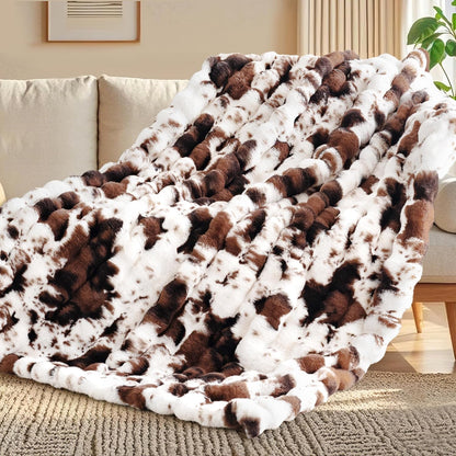 Touchat Cow Print Blanket for Couch, Faux Fur Throw Blanket, Super Heavy Warm Cozy Blankets for Bed
