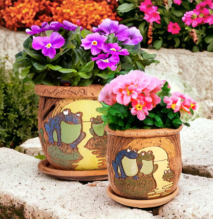 Ceramic Pot with Drainage Hole and Saucer, Plant Pots, Modern Decorative Planters for House Plants