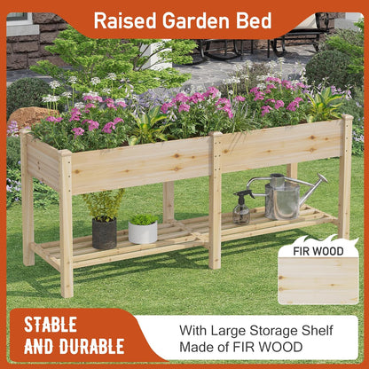 GHWIE Raised Garden Bed with Legs Elevated Wood Planter Box for Planting Vegetables Flowers Garden