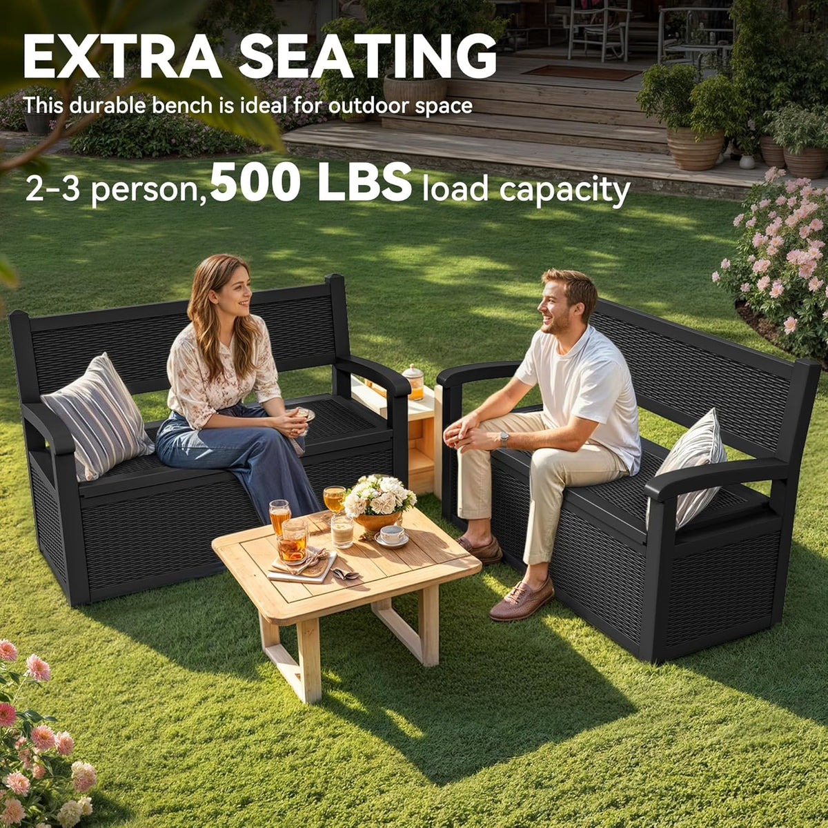 YITAHOME 70 Gallon Deck Bench with Storage, Outdoor Storage Box Bench with Armrests for Patio