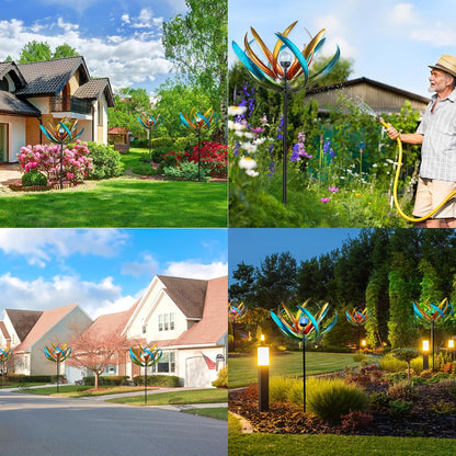 82" Vibrant Multicolor Solar Tulip Large Wind Spinner - Outdoor Garden Decor with Auto-Illuminated