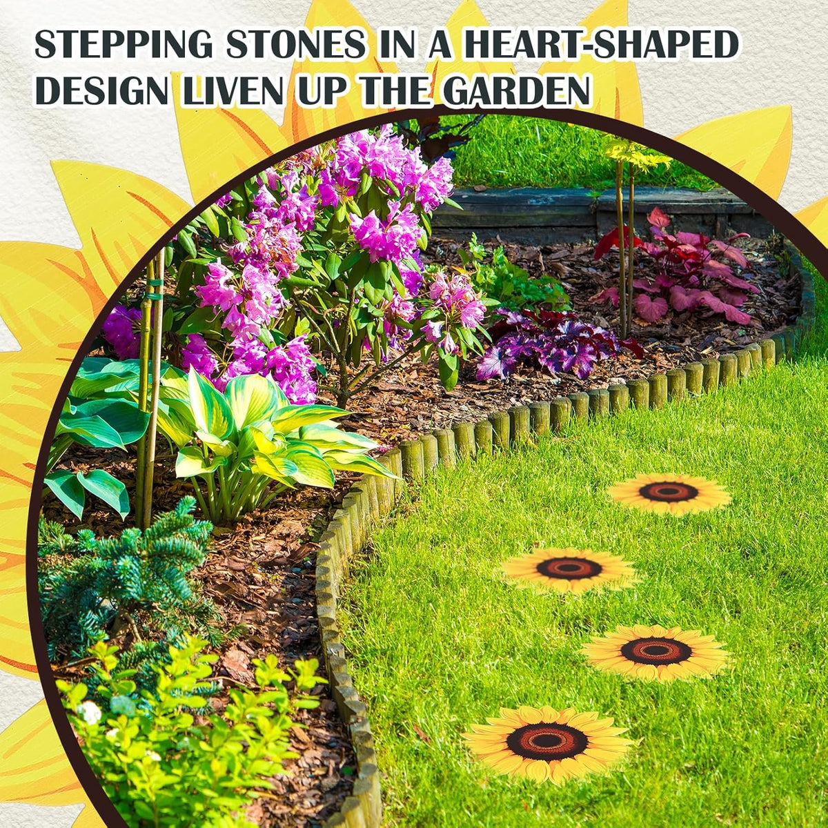 Tandefio 3 Pcs Sunflower Stepping Stones 12 Inch Iron Pavers for Garden Walkway Decorative