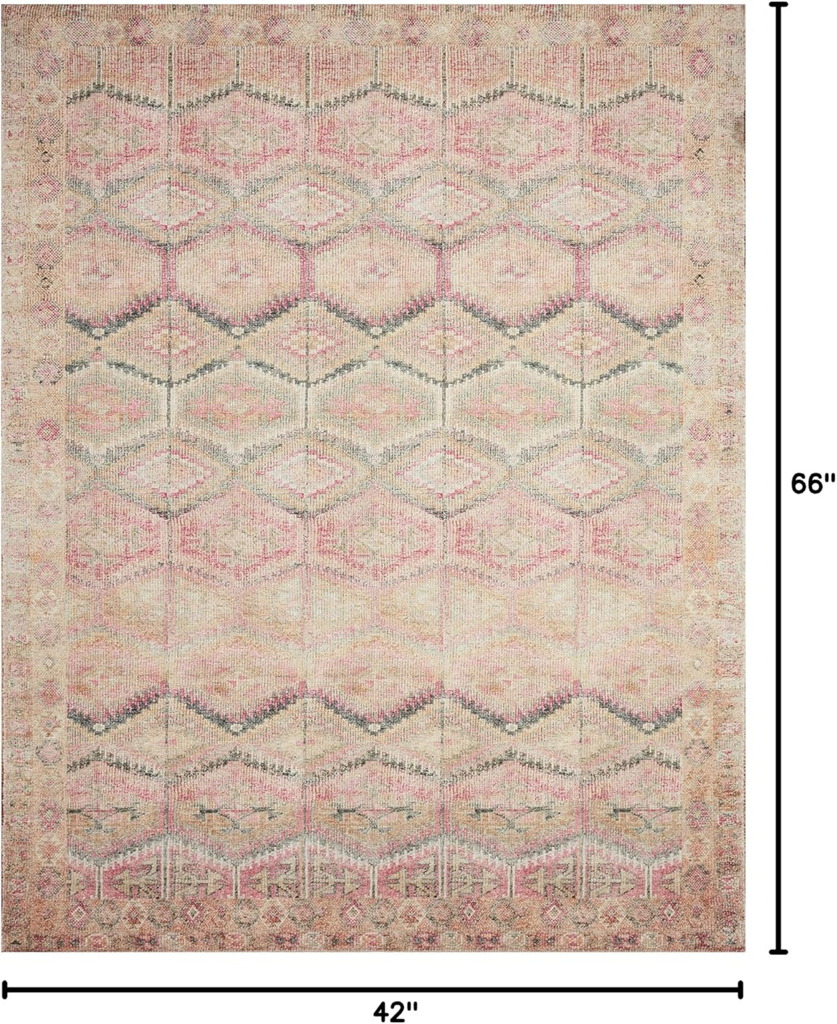 Loloi Layla Collection LAY-17 Pink/Lagoon 3'-6" x 5'-6" .13" Thick Accent Rug, Soft, Durable