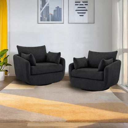 360° Swivel Accent Armchair Set of 2, 39.3" Oversized, Sherpa Boucle Fabric Sofa Chair with