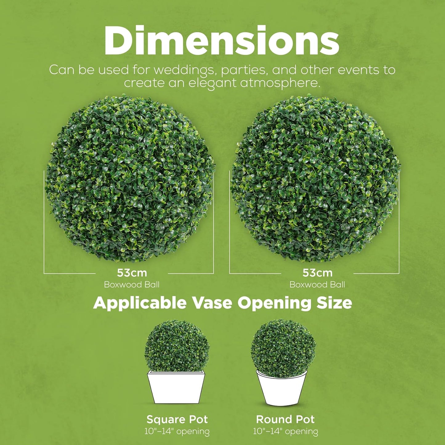 DRAY Premium 20.87" Faux Boxwood Balls – Set of 2 Artificial Topiary Spheres for Outdoor & Indoor
