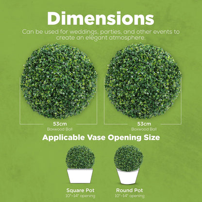 DRAY Premium 20.87" Faux Boxwood Balls – Set of 2 Artificial Topiary Spheres for Outdoor & Indoor