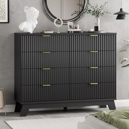 Fluted Dresser for Bedroom with 8 Drawers, 48" Wide Modern Chest of Drawers with Metal Handle