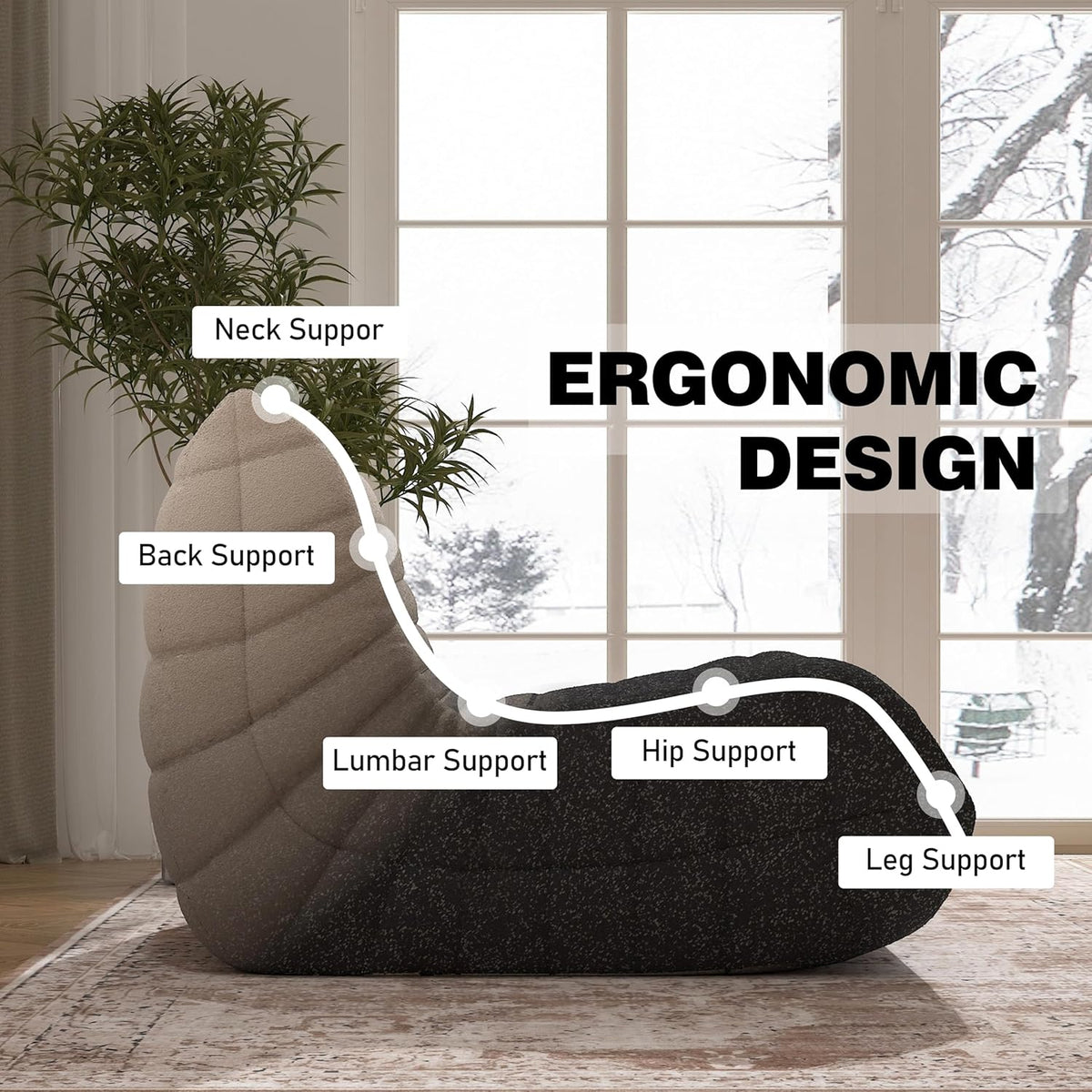 Bean Bag Chair, Fireside Chair Bean Bag Sofa Large Bean Bag Chair for Adults, Bean Bag Chairs for