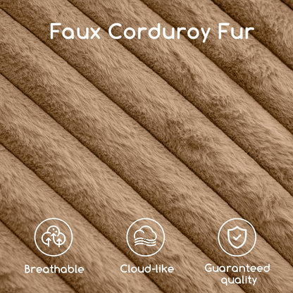 HIGOGOGO Round Stuffed Pouf Ottoman, Stripe Faux Fur Poufs with Foam Chunk Filling, Furry and