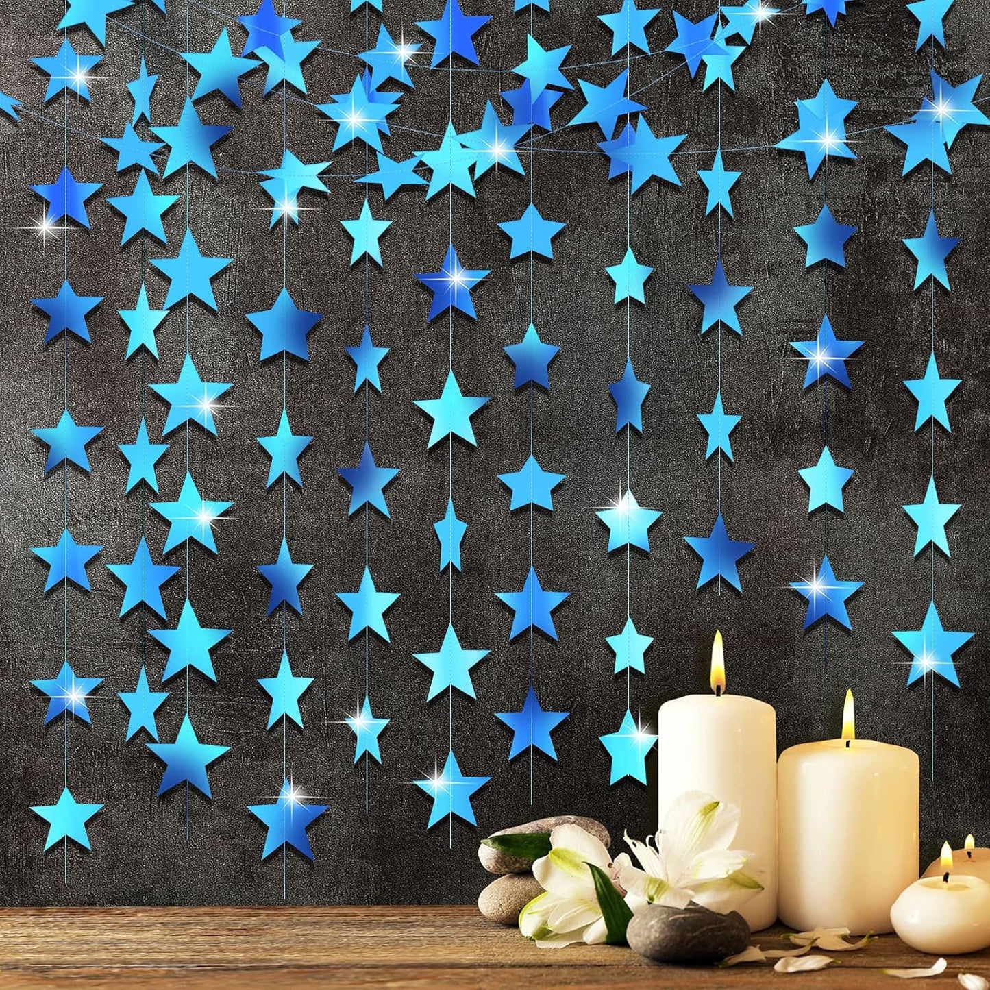 Patelai Glitter Star Garland Banner Decor 130 Feet Star Hanging Bunting Banner Twinkle Backdrop for