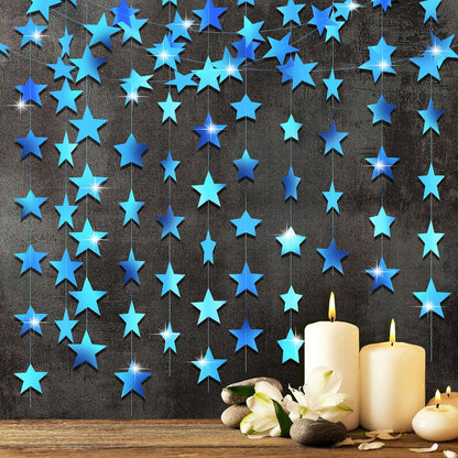 Patelai Glitter Star Garland Banner Decor 130 Feet Star Hanging Bunting Banner Twinkle Backdrop for