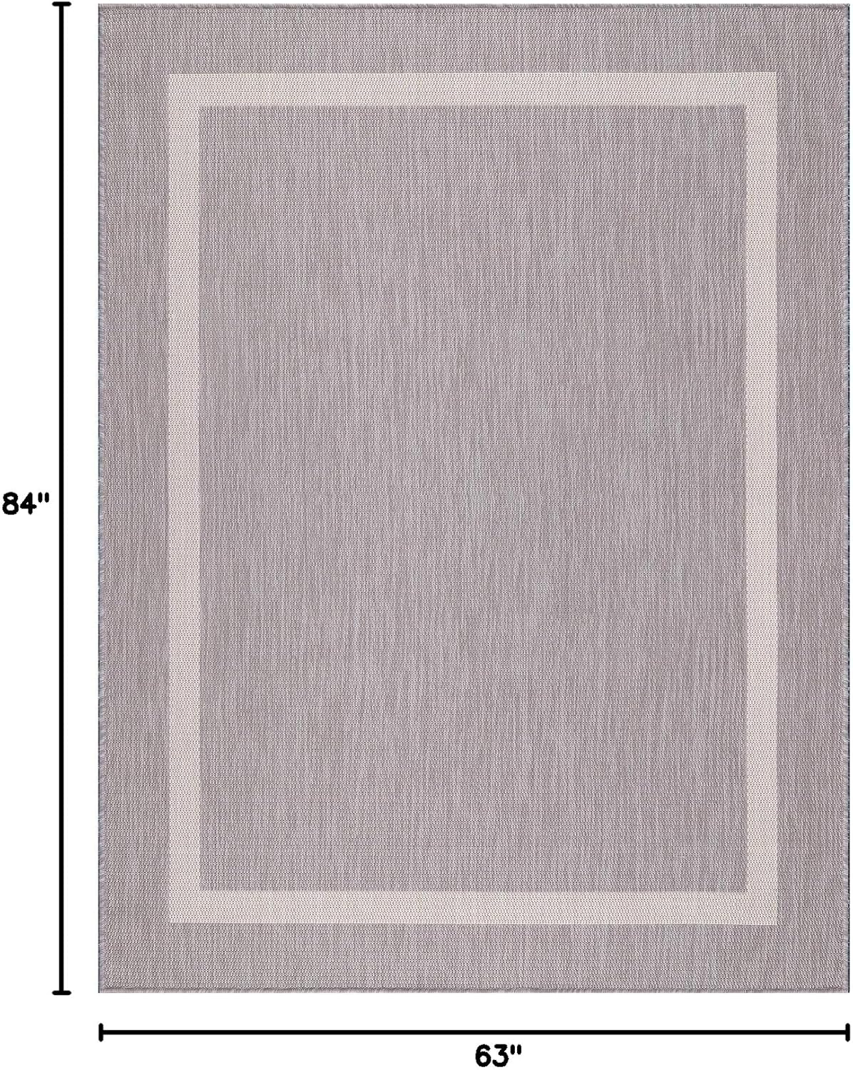 Bordered Outdoor Rug 5x7 Washable Outside Carpet for Indoor Patio Porch Waterproof Easy Cleaning