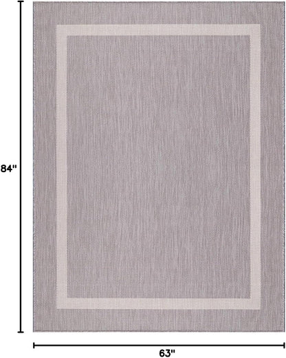 Bordered Outdoor Rug 5x7 Washable Outside Carpet for Indoor Patio Porch Waterproof Easy Cleaning