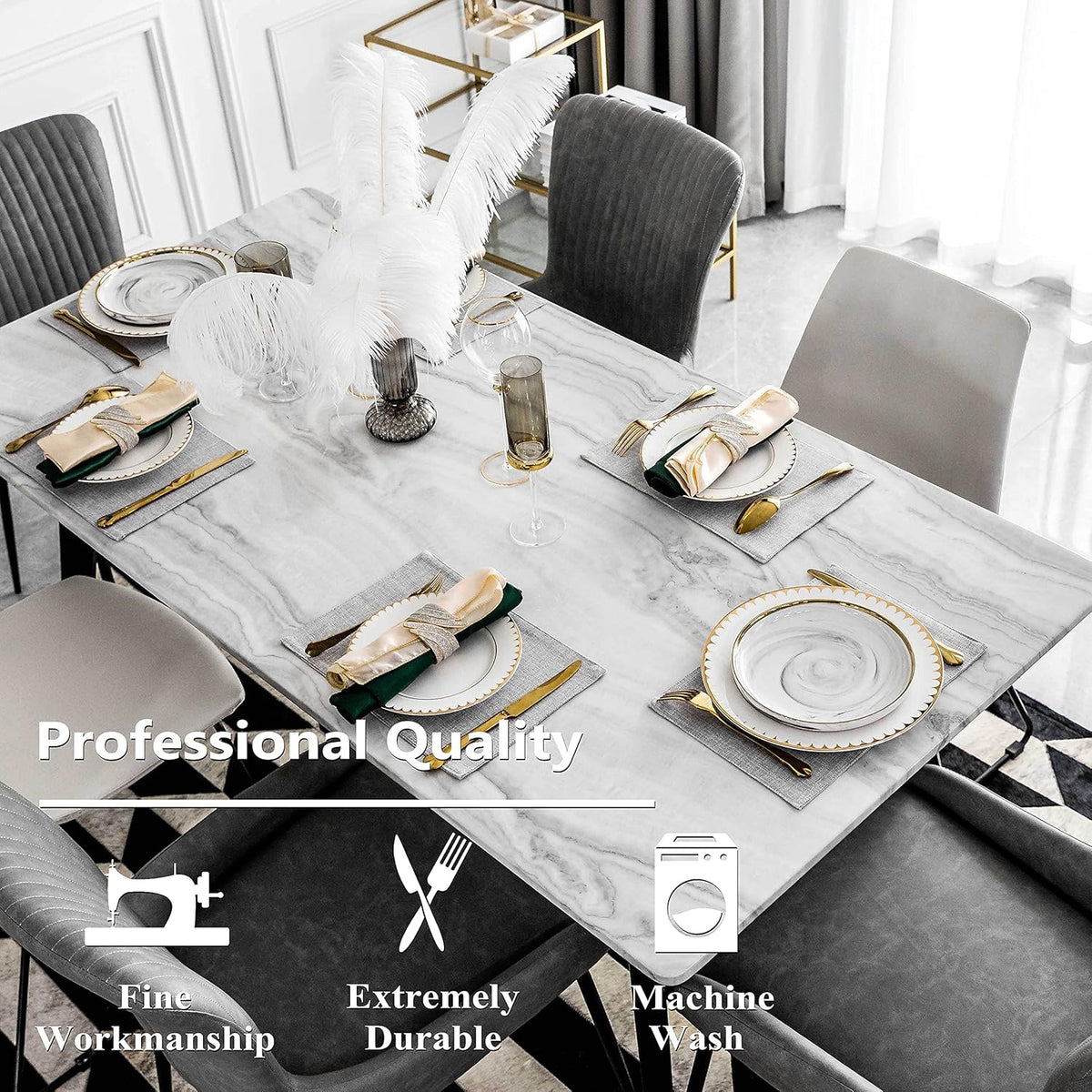 Home Brilliant Cloth Placemats Set of 6 Table Place Mats Light Grey Placemat Easy to Clean Heat