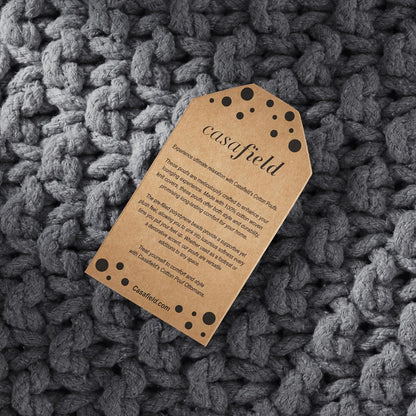 Casafield Square Pouf Ottoman, Dark Gray 18.5" W x 18.5" D x 14.5" H Cotton Knit Foot Stool - Boho