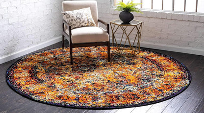 Unique Loom Rosso Collection Vintage, Traditional, Bohemian, Geometric, Border, Distressed