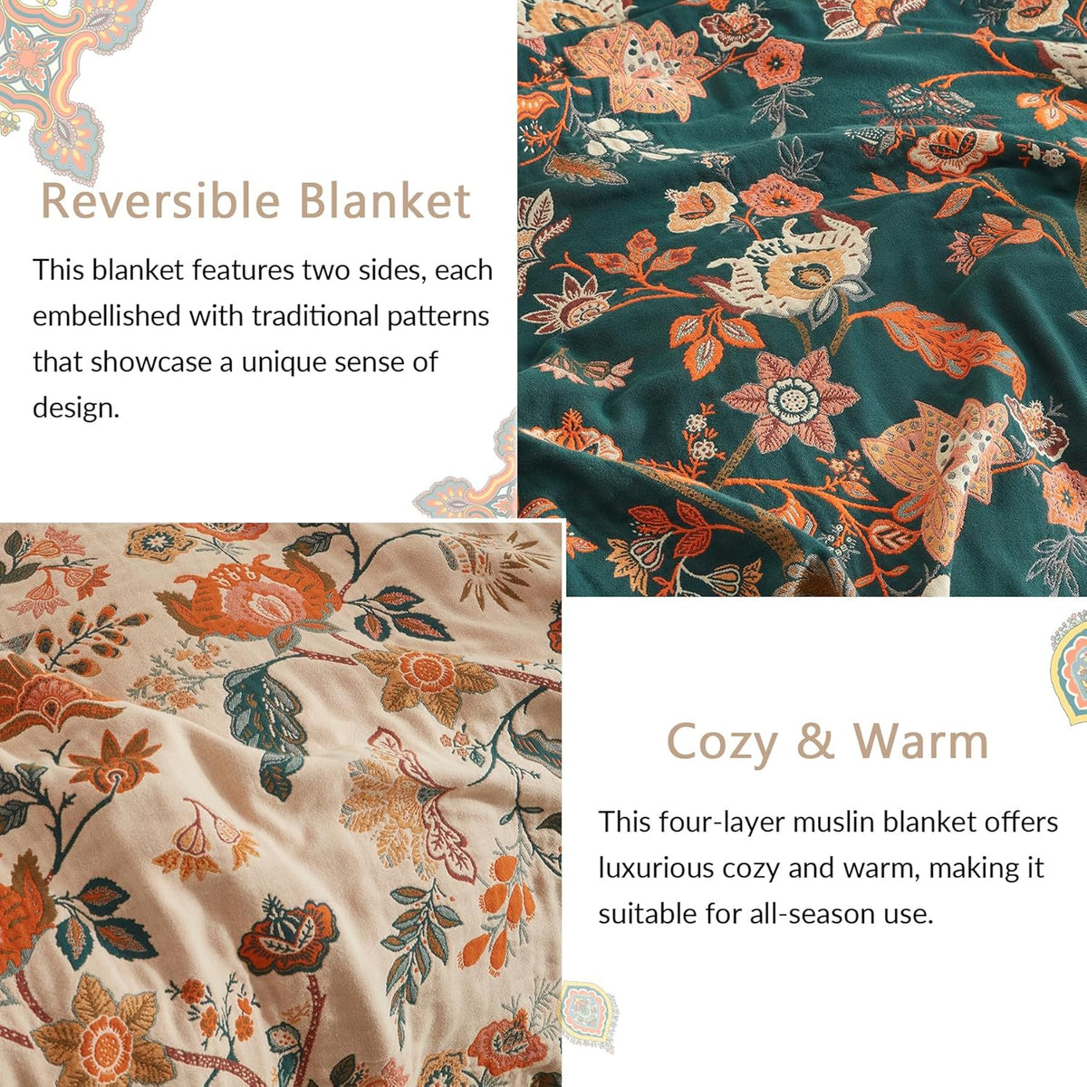 Boho Throw Blanket for Couch Sofa Bed, 100% Cotton Woven Quilt with Tassel 80”x90”, Super Soft