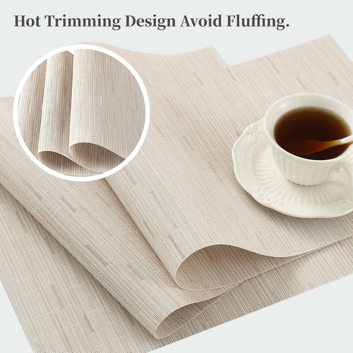Leetaltree Pale Beige Placemats Set of 4 - Heat Resistant Non-Slip Place mats for Dining Table