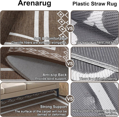 Outdoor Patio Rug, Outside Rectangular Carpet, Moroccan Geometric Rugs, Washable Large Indoor