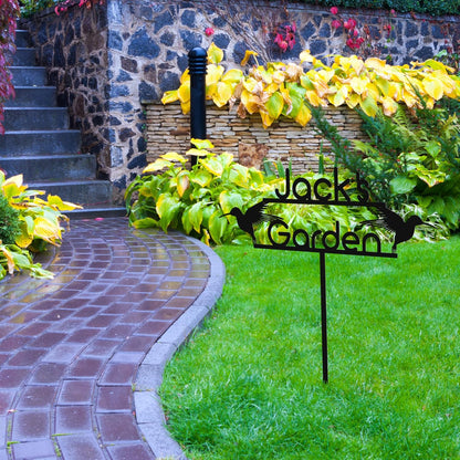 Personalized Metal Garden Sign with Stake, Custom Garden Decor for Outdoor, Custom Family Name