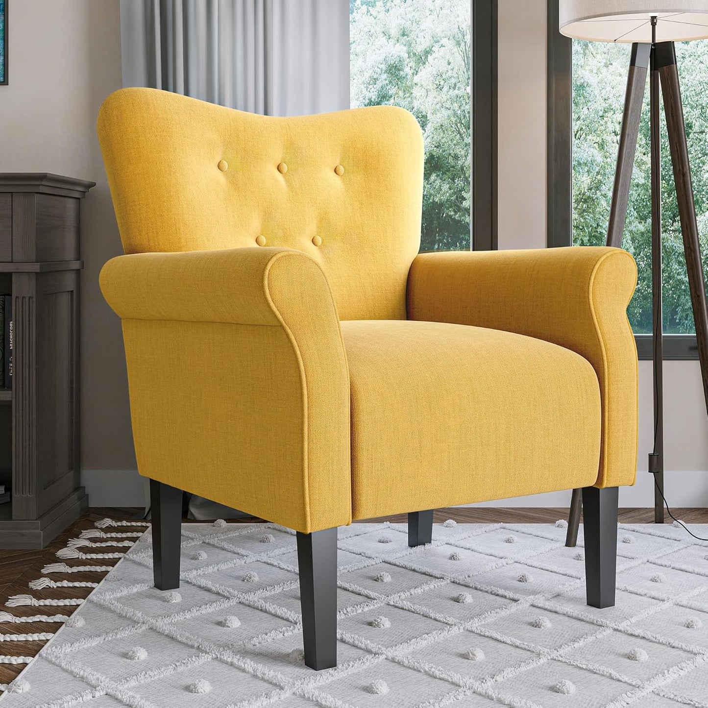 BELLEZE Modern Accent Chair, High Back Armchair, Upholstered Wingback Side Chair, Padded Single
