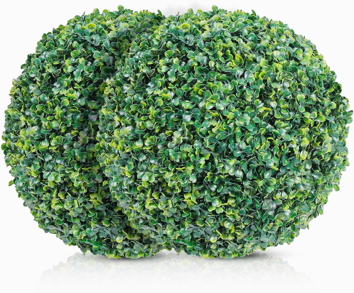 DRAY Premium 16.14" Faux Boxwood Balls – Set of 2 Artificial Topiary Spheres for Outdoor & Indoor