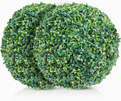 DRAY Premium 16.14" Faux Boxwood Balls – Set of 2 Artificial Topiary Spheres for Outdoor & Indoor