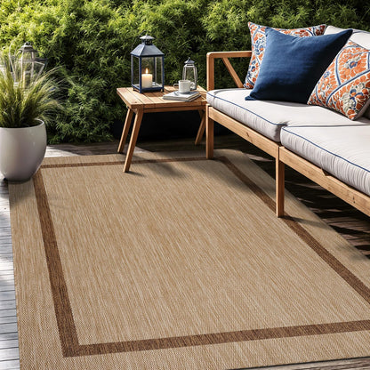 Bordered Outdoor Rug 6x9 Washable Outside Carpet for Indoor Patio Porch Waterproof Easy Cleaning