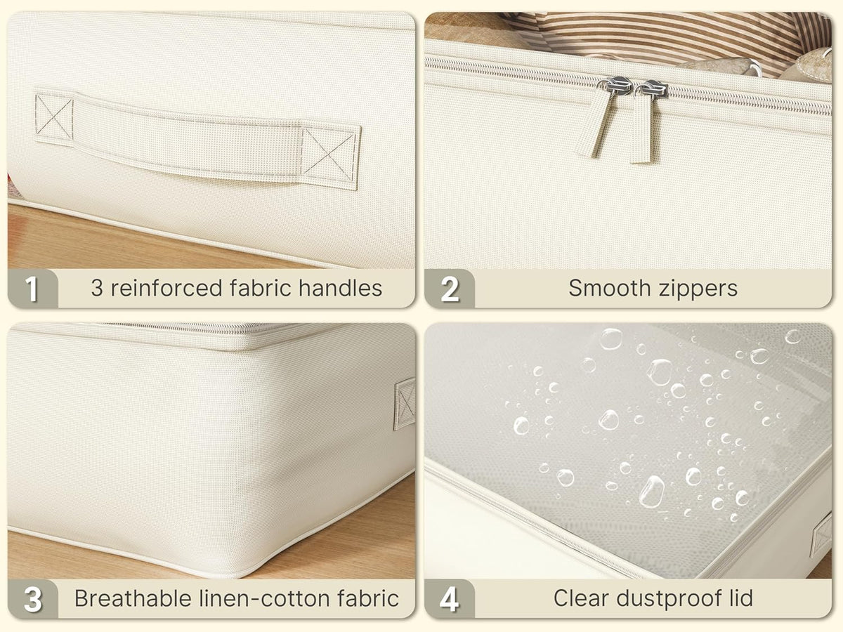 Soft-Sided Foldable Under bed Storage Bags with Window,No Rigid Frame Closet Organizers,Storage