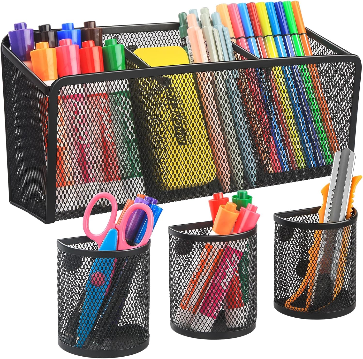VICNOVA Magnetic Pencil Holder - Metal Pen Holder with Strong Magnets - Storage Basket Organizer