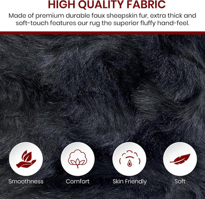 LAMBZY Faux Sheepskin Hypoallergenic Free Shape Silky Shag Rug, Luxury Shaggy Silky Plush Carpet