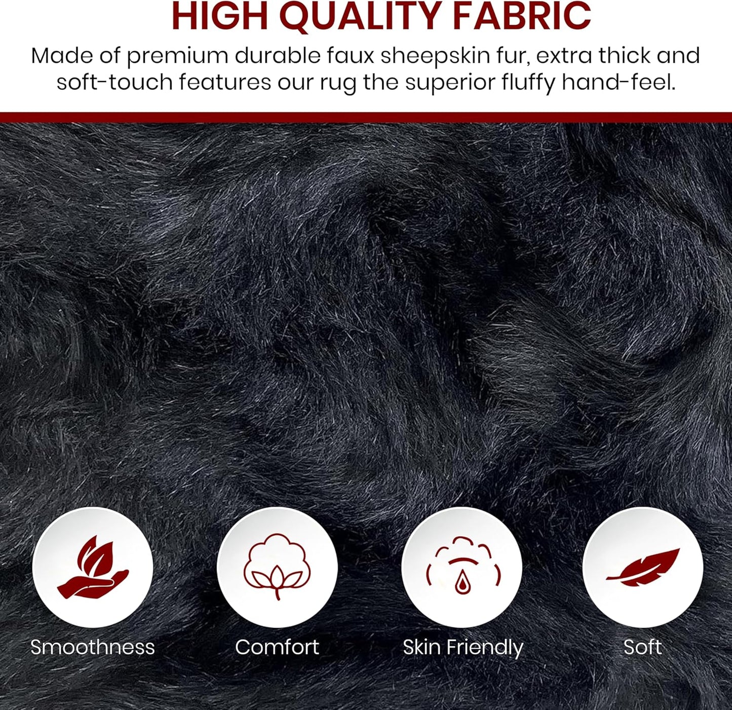 LAMBZY Faux Sheepskin Hypoallergenic Free Shape Silky Shag Rug, Luxury Shaggy Silky Plush Carpet