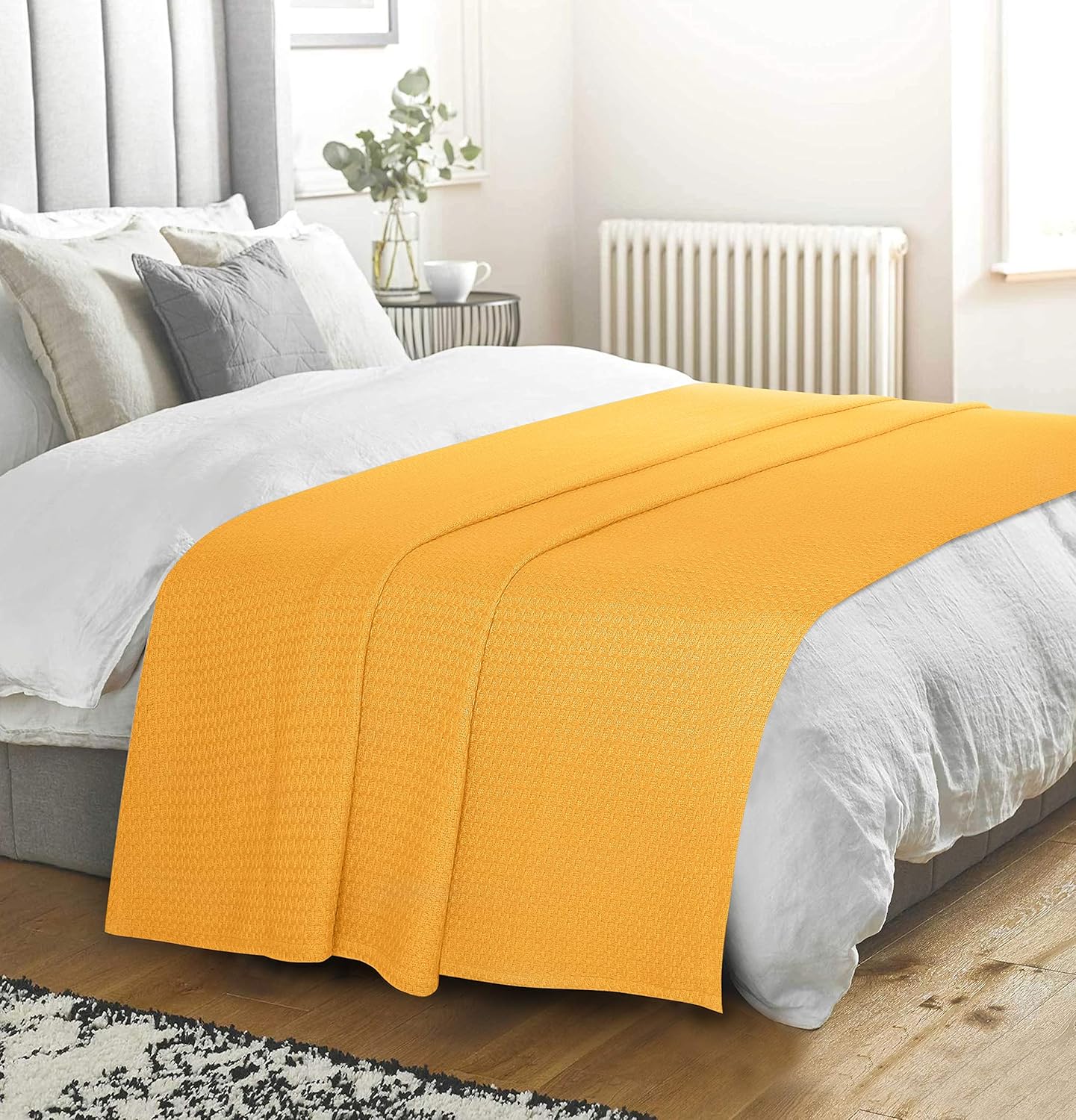BELIZZI HOME 100% Cotton Bed Blanket, Breathable Bed Blanket Full Queen Size, Cotton Thermal