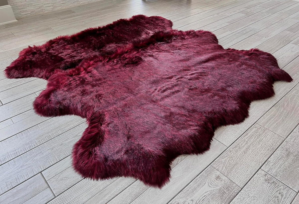 LAMBZY Faux Sheepskin Super Soft Hypoallergenic Free Shape Silky Shag Rug, Luxury Shaggy Plush