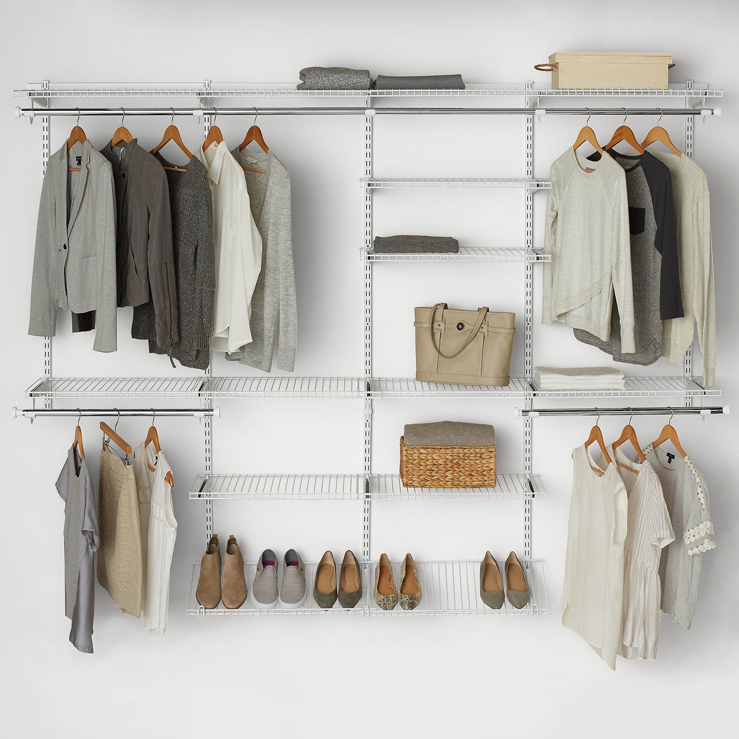 Rubbermaid Configurations Closet Shelves & Hanging Kit (2) 26" Shelves White Custom Pantry