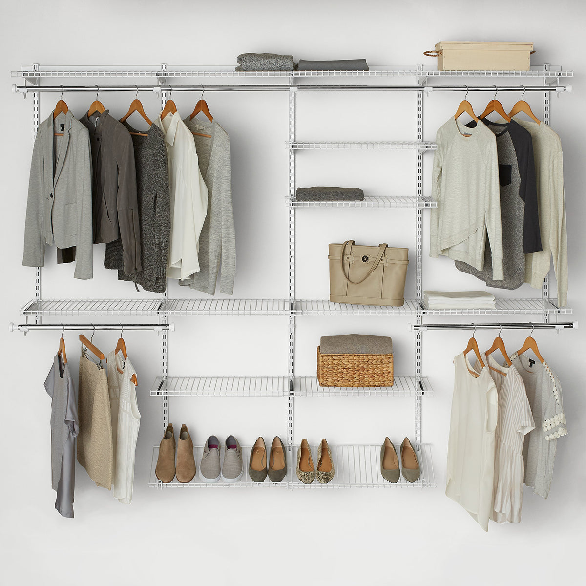 Rubbermaid Configurations Closet Shelves & Hanging Kit (2) 26" Shelves White Custom Pantry