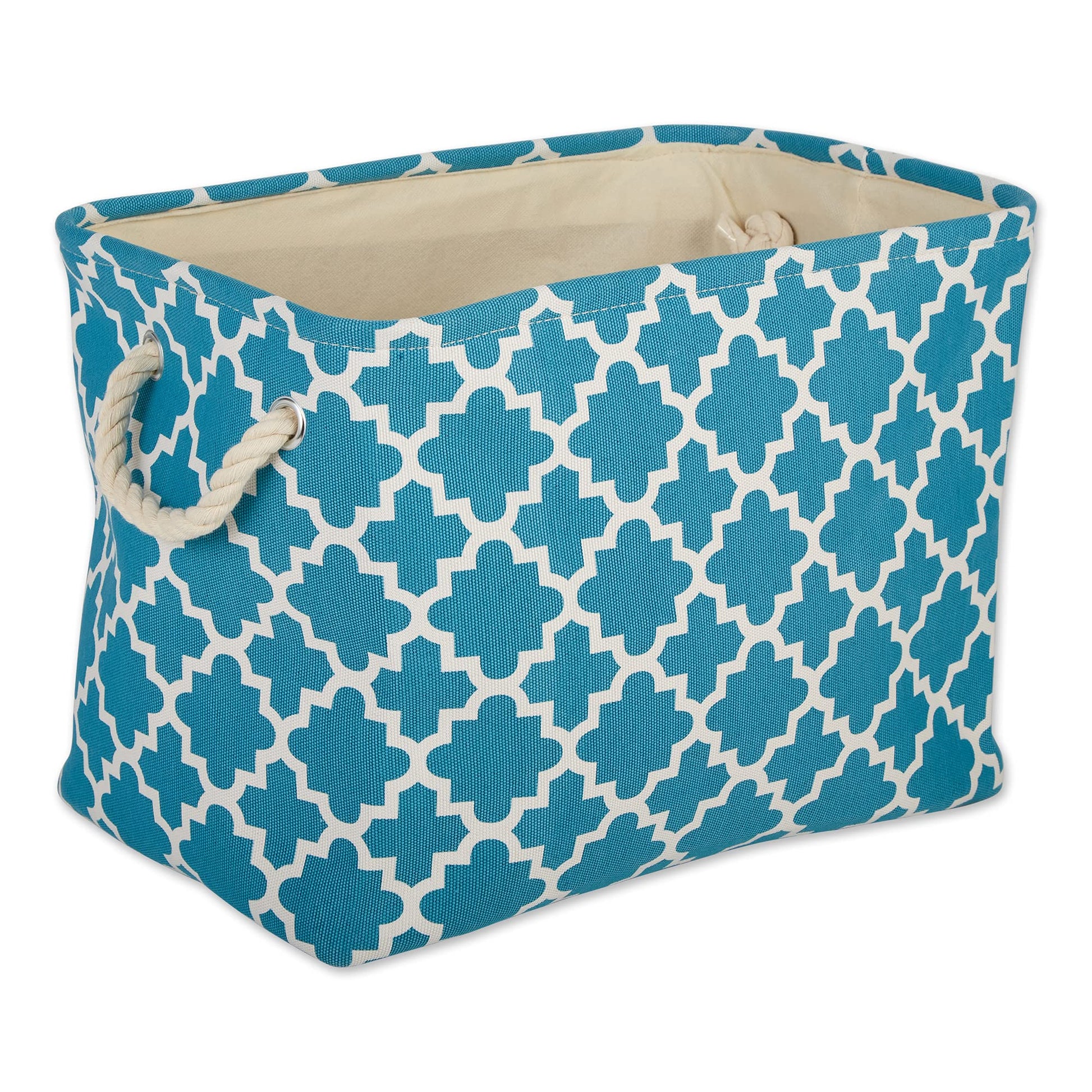 DII Polyester Container with Handles, Lattice Storage Bin, Medium, Storm Blue