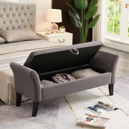 Furniliving 51” Bedroom Bench, End of Bed Bench with Button-Tufted Large Upholstered Storage Bench