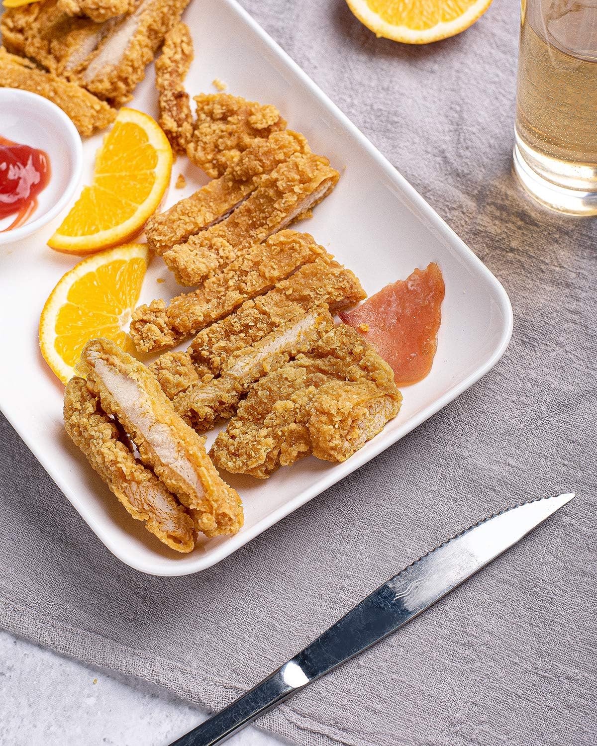 DELLING 8in White Rectangular Serving Plates-Large Serving Platter Set Salad Plates - Big Serving