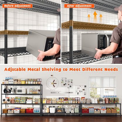 REIBII 60" W ×24" D×65.3" H, 4 Tier Wire Shelving 2878LBS Heavy Duty Steel Storage Rack Shelving