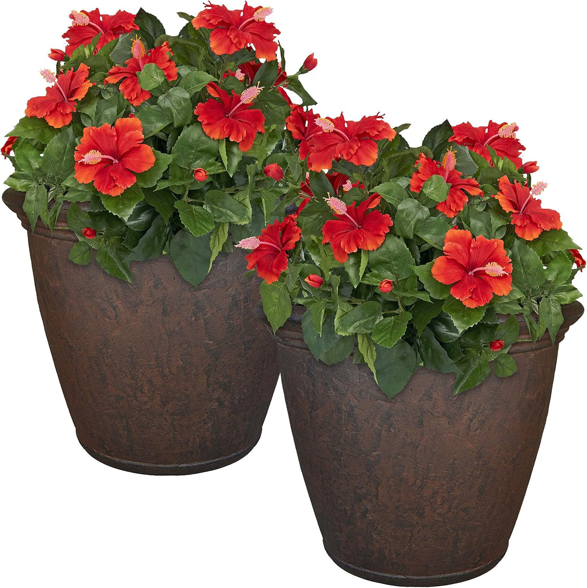 Sunnydaze 24-Inch Anjelica Large Plastic Pot for Plants - Outdoor Polyresin Round Planter with
