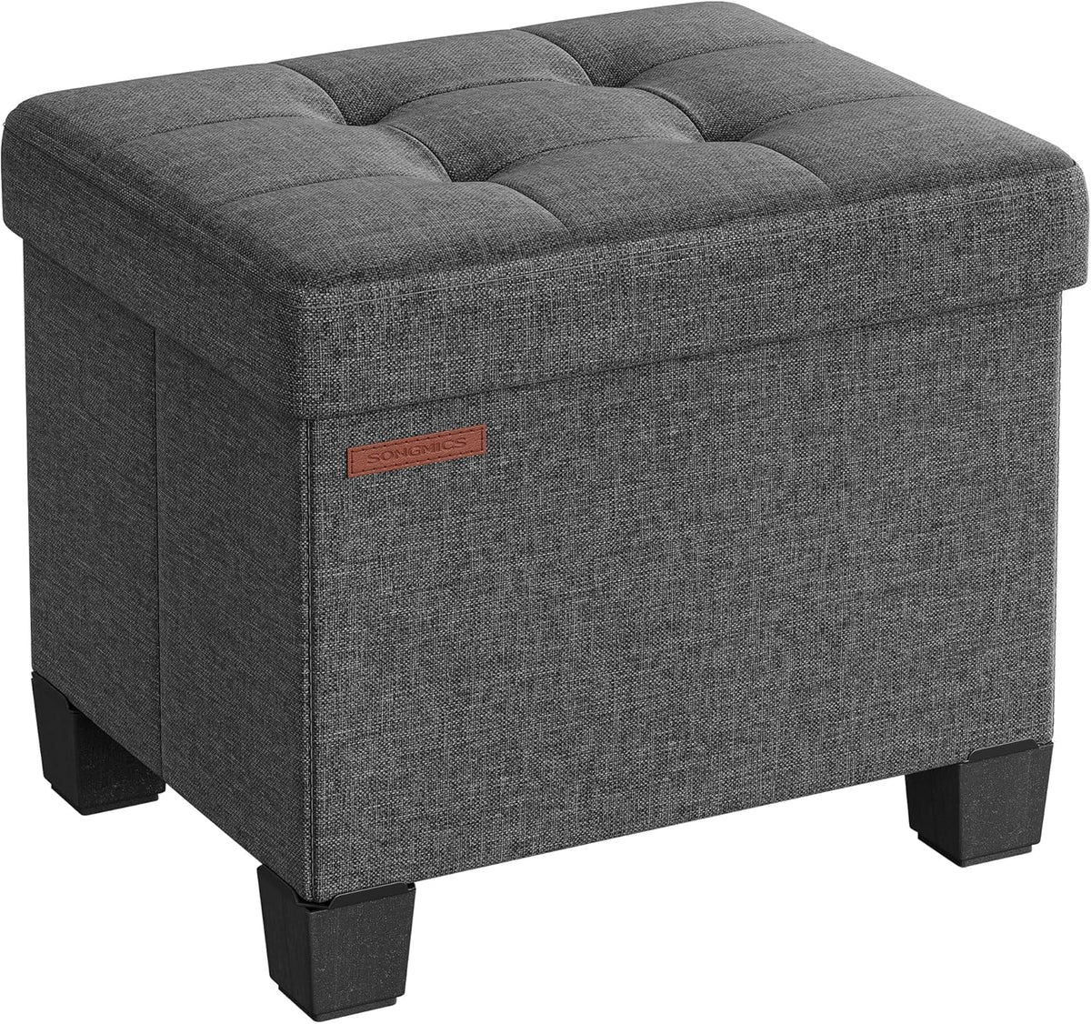 SONGMICS Storage Ottoman, Small Ottoman Foot Rest with Legs, 12.6 x 15.8 x 13.2 Inches Foot Stool