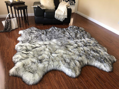 LAMBZY Faux Sheepskin Hypoallergenic Free Shape Silky Shag Rug, Luxury Shaggy Carpet for Bedrooms