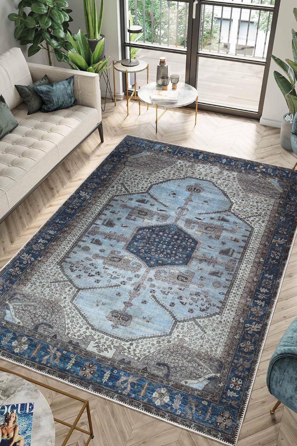 Keen Home Design 6x9 Rug - Machine Washable Area Rug with Non-Slip Backing, Ideal for Living Room