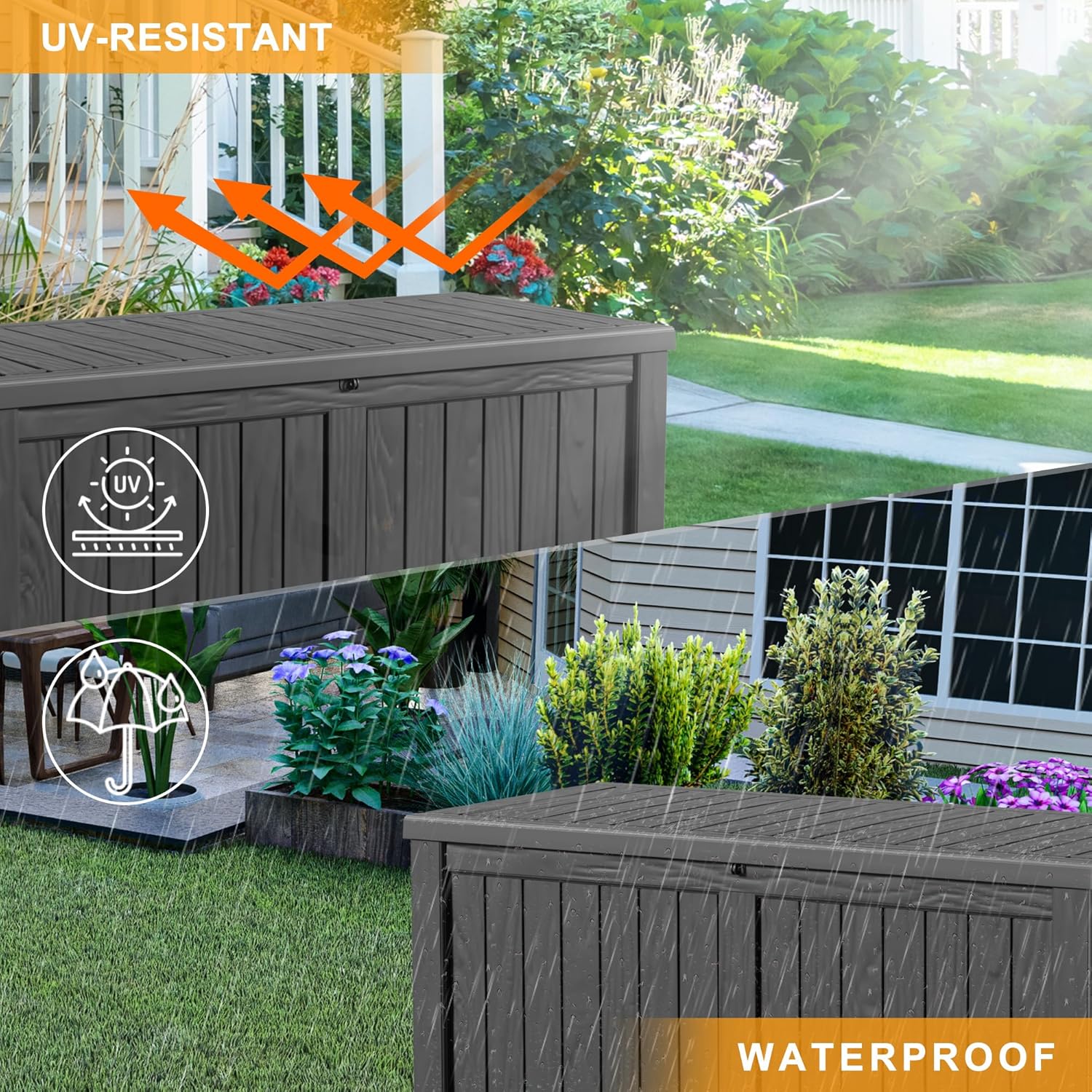 120 Gallon Outdoor Deck Box,Storage Lockable Waterproof Patio Furniture,Garden Tools,Cushions,Pool