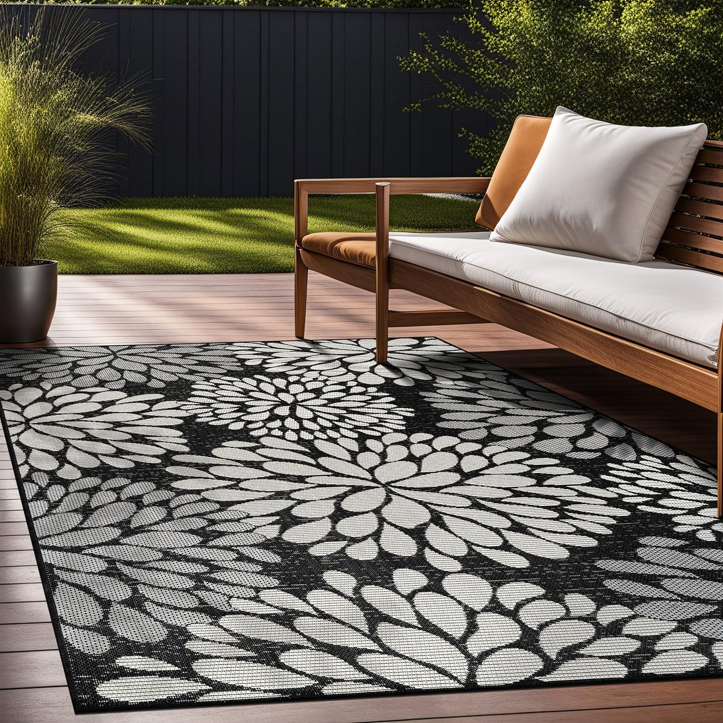 Beverly Rug Outdoor Rug 9x12 Modern Exotic Tropical Leaf Area Rugs for Indoor and Outdoor Patio