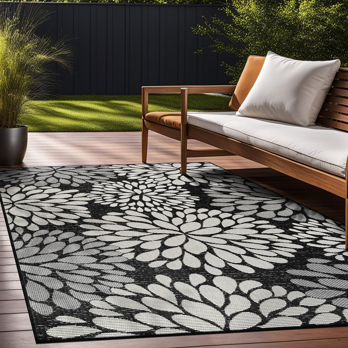 Beverly Rug Outdoor Rug 9x12 Modern Exotic Tropical Leaf Area Rugs for Indoor and Outdoor Patio
