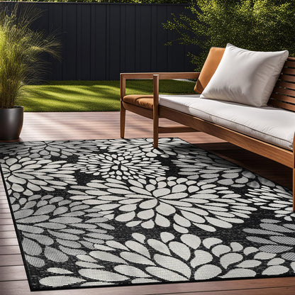 Beverly Rug Outdoor Rug 9x12 Modern Exotic Tropical Leaf Area Rugs for Indoor and Outdoor Patio