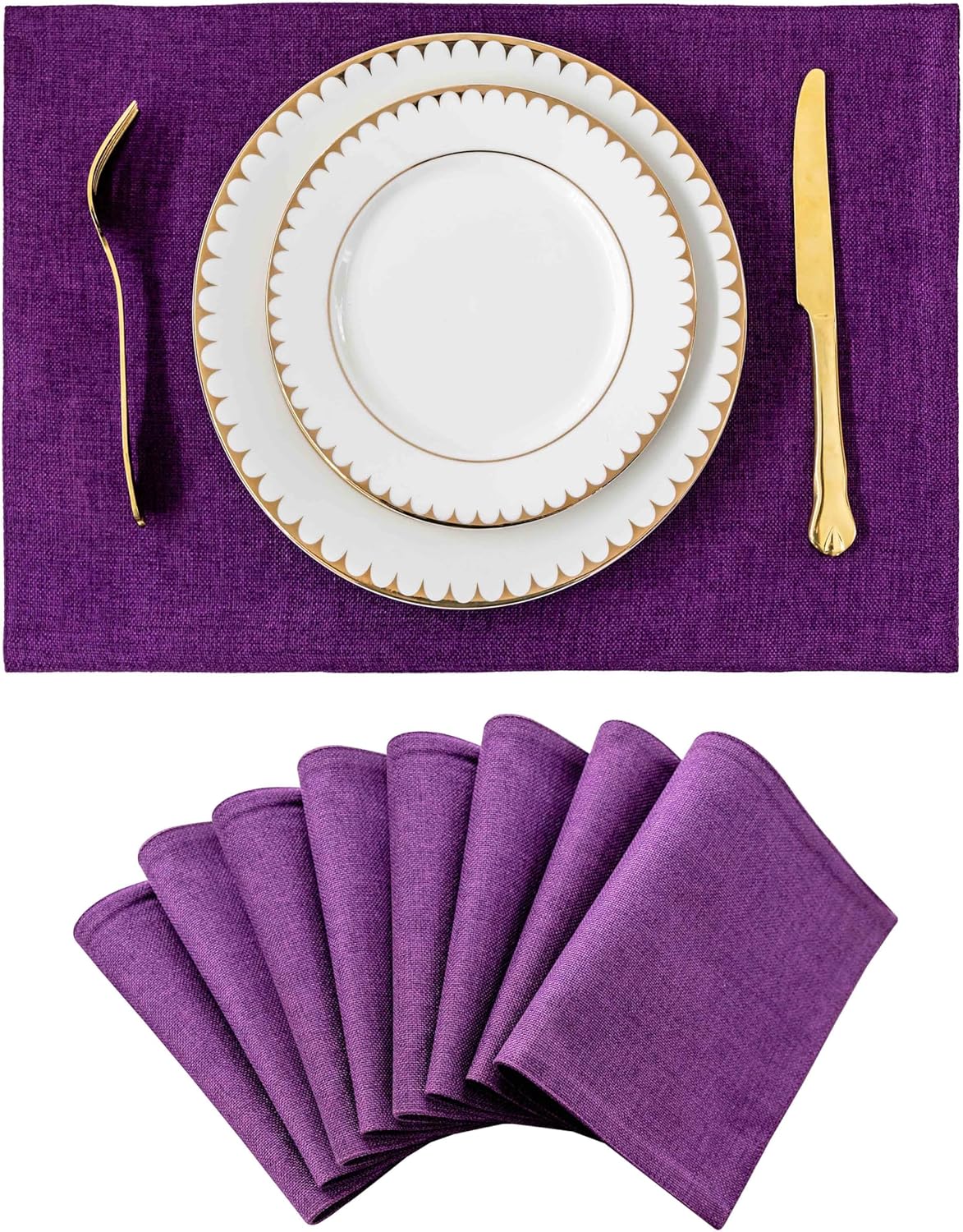Home Brilliant Cloth Placemats Set of 8 Heat Resistant Dining Table Place Mats for Kitchen Table